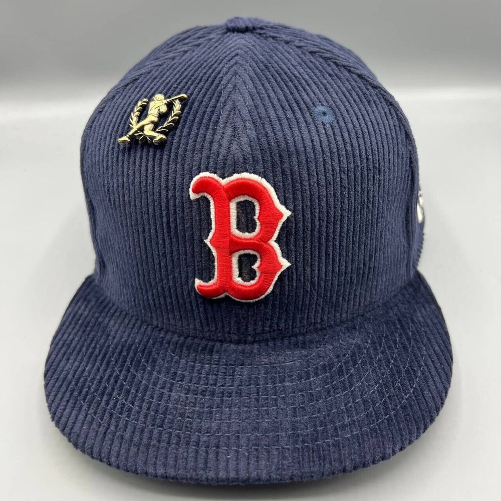 Boston Red Sox Hat Men 7 1/2 Blue Gray Corduroy 59Fifty New Era Fitted Cap New